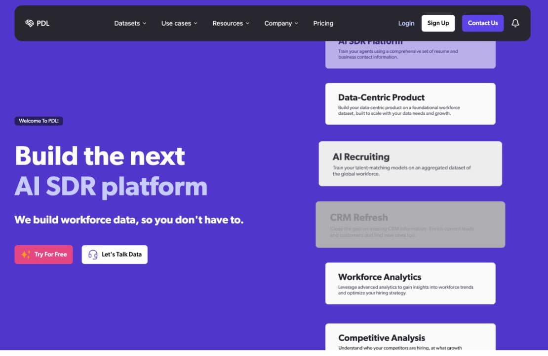 The People Data Labs homepage